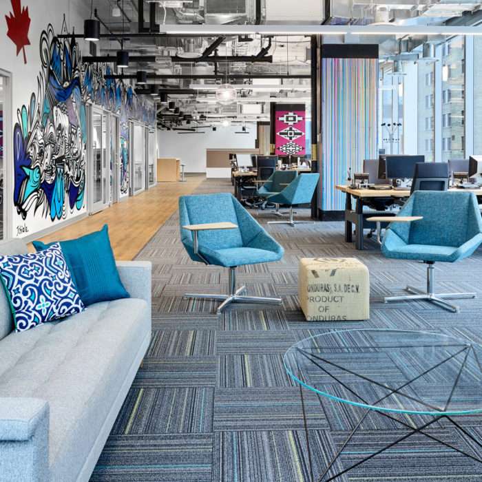 Vibrant workspace interior design at Paypal Office