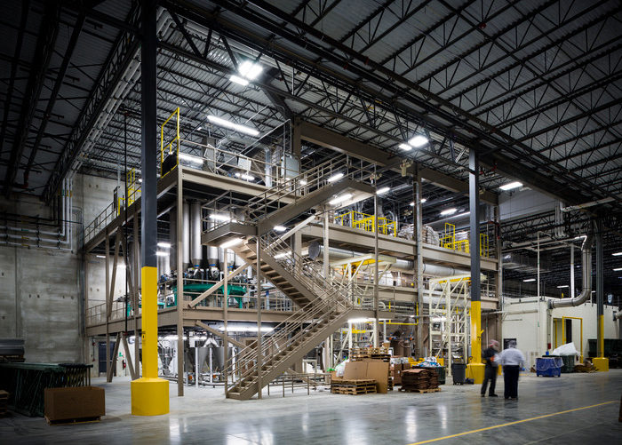 High-tech 80-foot tower with efficient blending processes