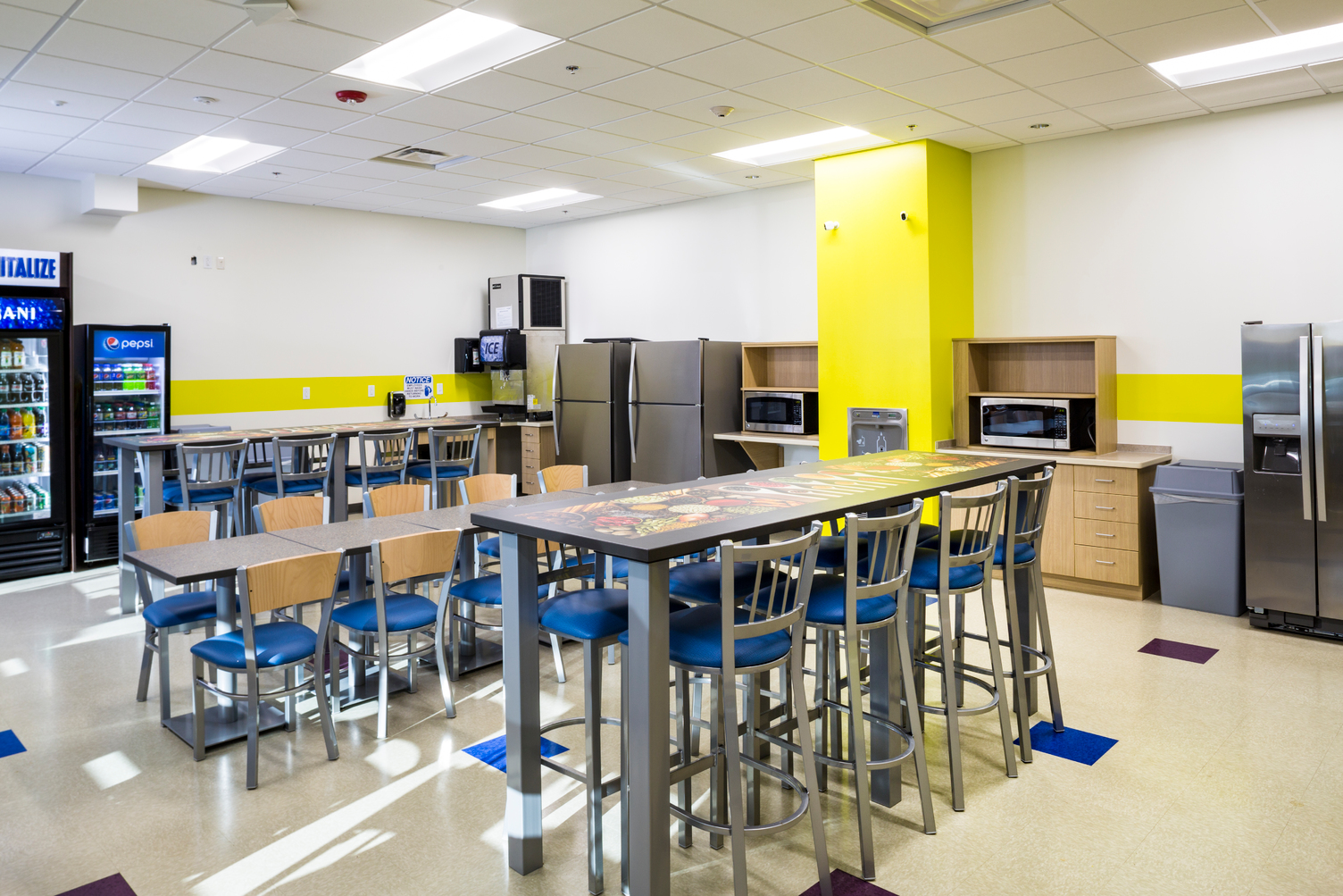 Demonstration and tasting room, gym, locker room, cafeteria, training room, full-service kitchens, laboratories