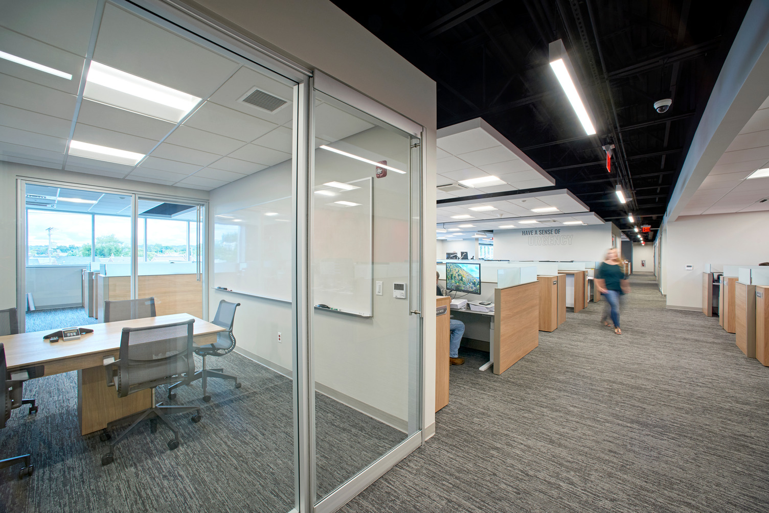 Standard workstation layout at Kinsley Construction's new state-of-the-art office in downtown York, PA.