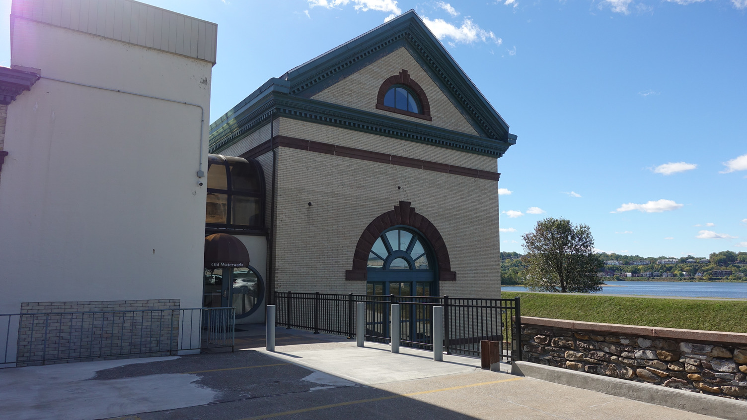 Historic building exterior with rooftop plaza