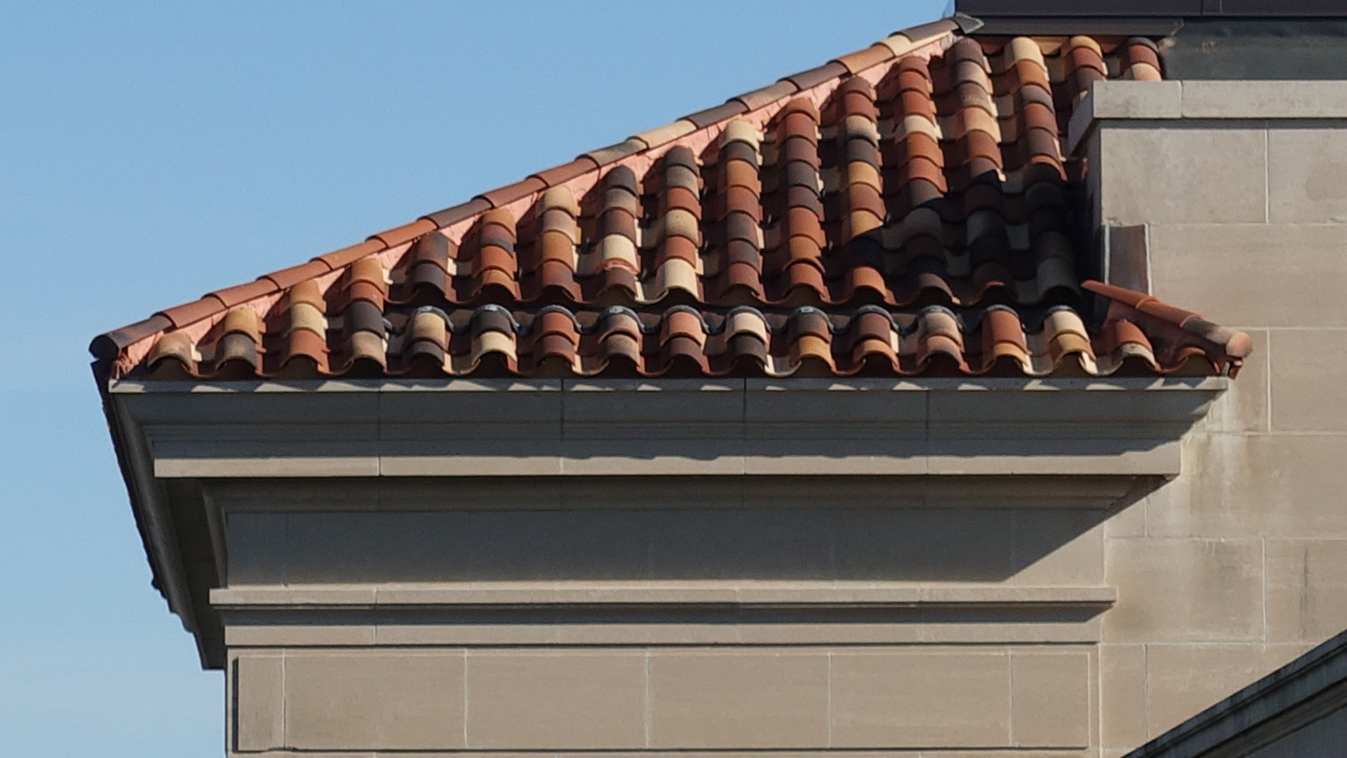 Terracotta tile roof restoration at Hershey Community Building restoration