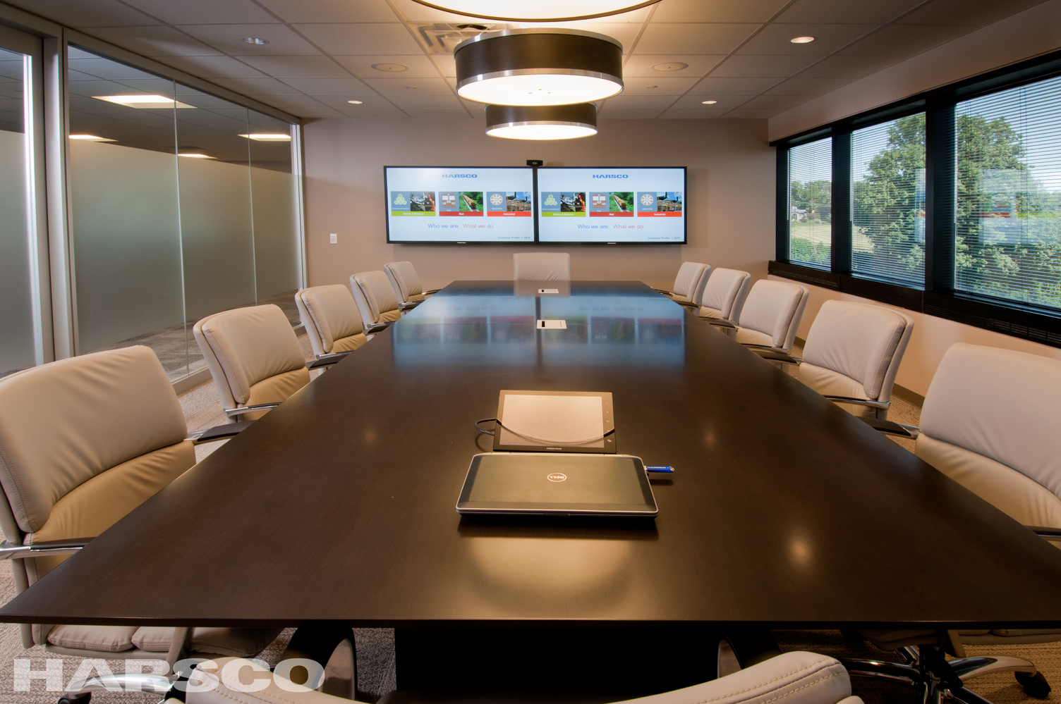 Renovated conference room at Harsco Corporation headquarters, with a connection to the natural surroundings