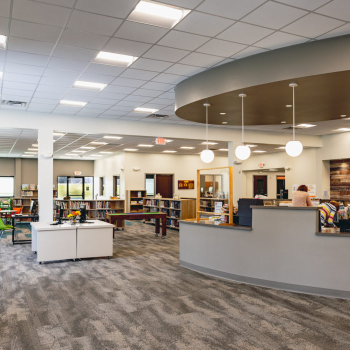 Spacious vestibule leading to Kreutz Creek Library