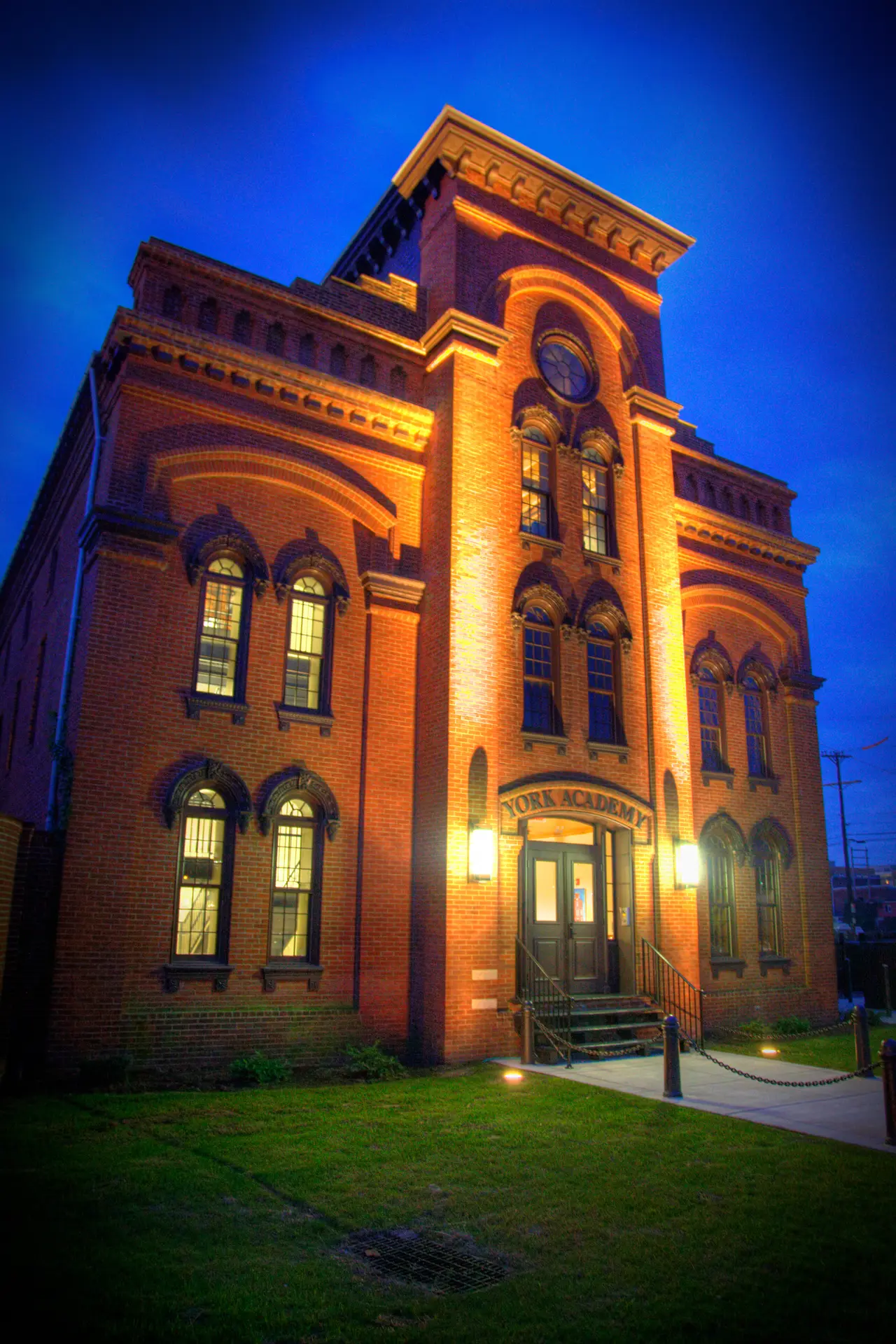 Exterior of historic York Academy Regional Charter School building