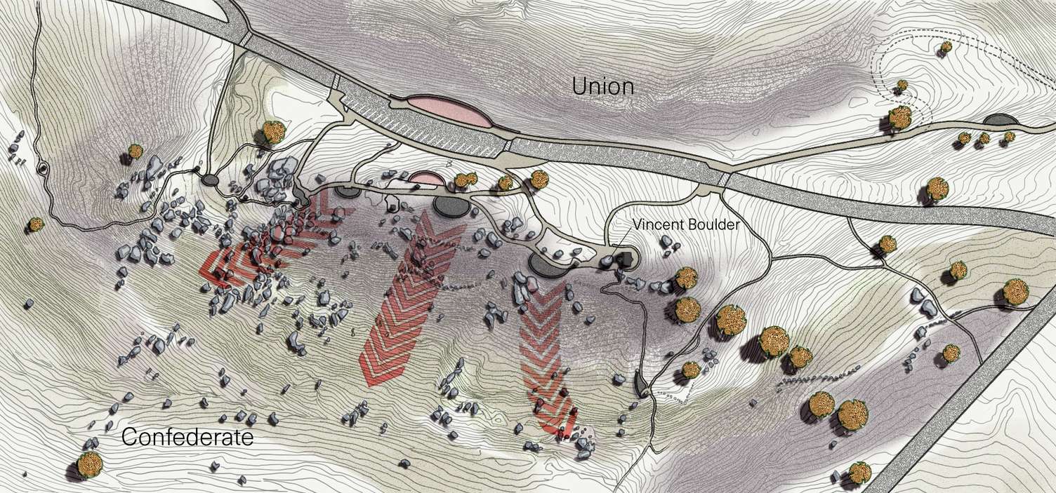 Site Plan for Little Round Top Battlefield in Gettysburg National Military Park