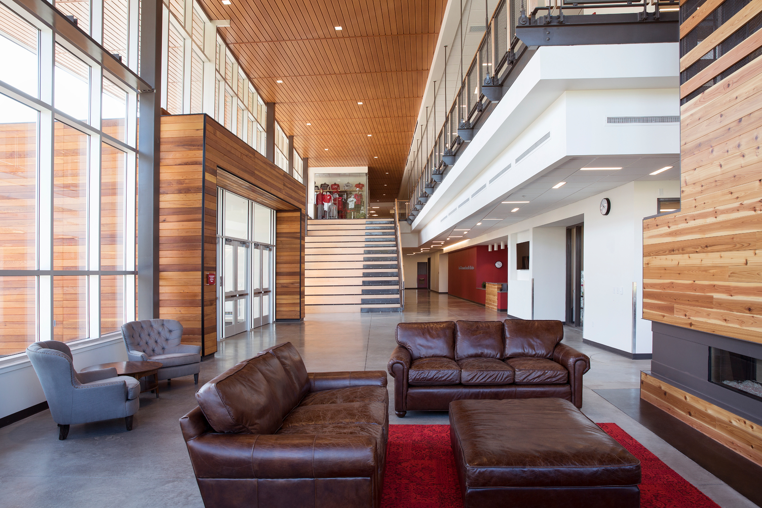 Comfortable living room space in York Country Day School STEAM facility lobby